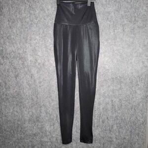 Balera Shiny High Waisted Dance Leggings Black Tricot Performance Pants Studio L